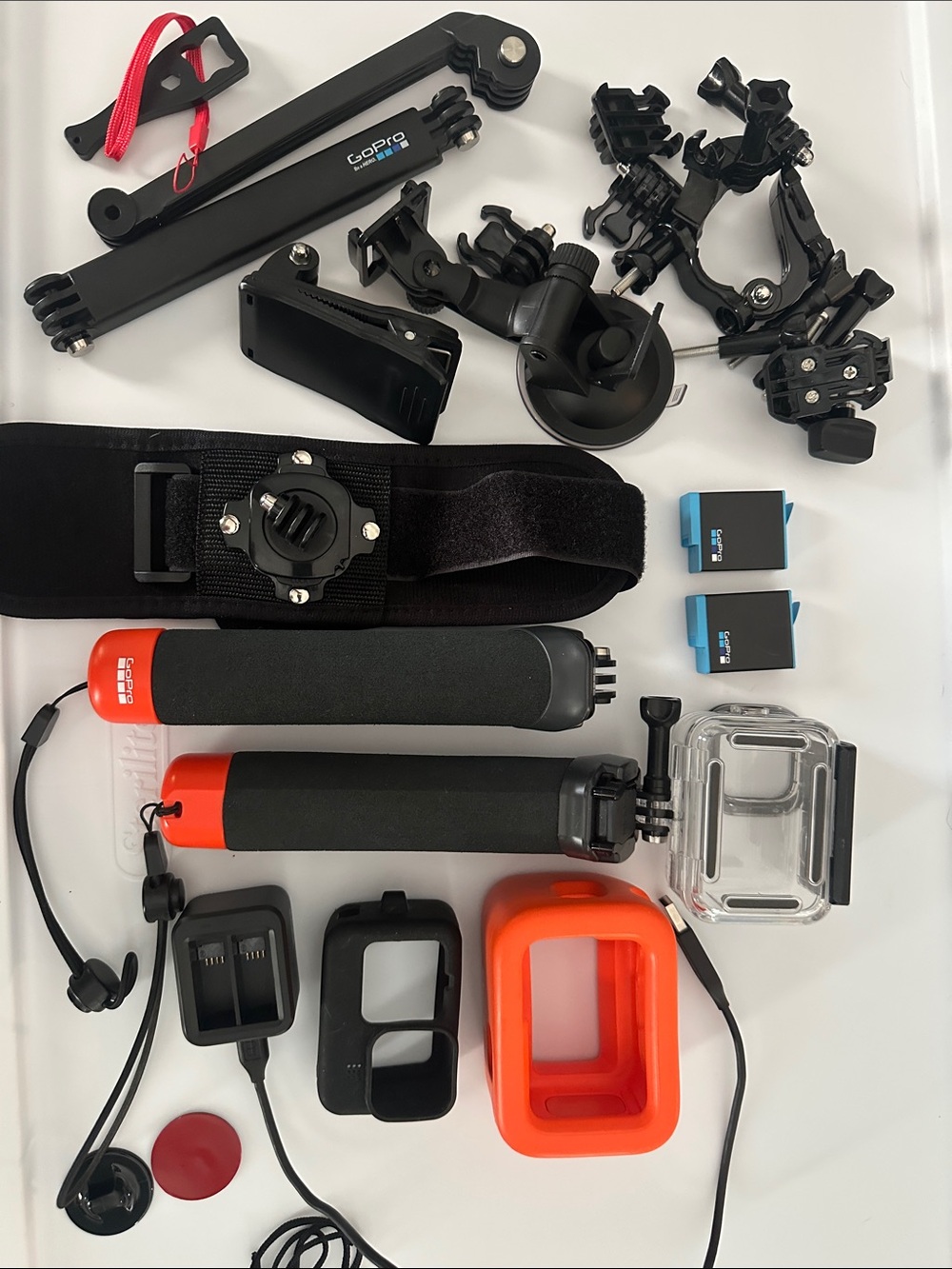 GoPro Accessory lot floating handler 2 battery charger suction clip mount case